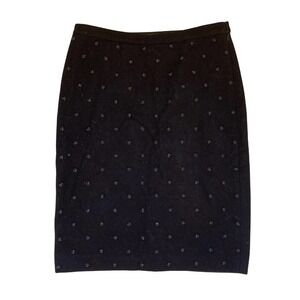 Garnet Hill Classic Flat Front beaded Lined Pencil Skirt Career Black Women's 04